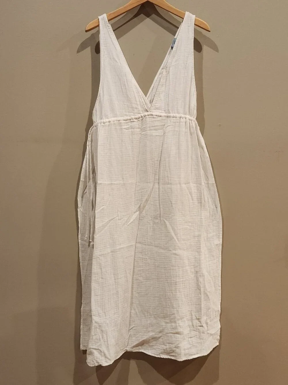 Shade & Shore White Gauze Midi Cover Up Dress Women's Medium Beach